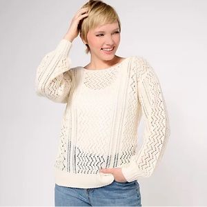 NWT Candace Cameron Bure Pointelle Pull-Over Novelty Sweater